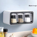 Wall Mount Spice Rack Organizer Sugar Bowl, Salt Shaker Seasoning Container Spice Boxes with Spoons Kitchen Supplies Storage Set