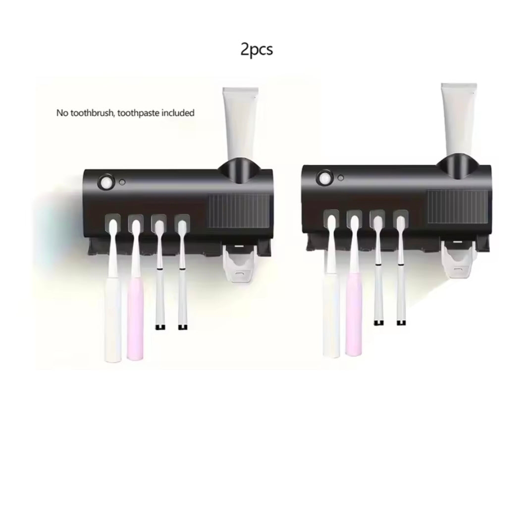 Toothbrush Holder Wall Mounted Solar UV Light Ultraviolet Toothbrush Sterilizer Automatic Toothpaste Holders Bathroom Accessory