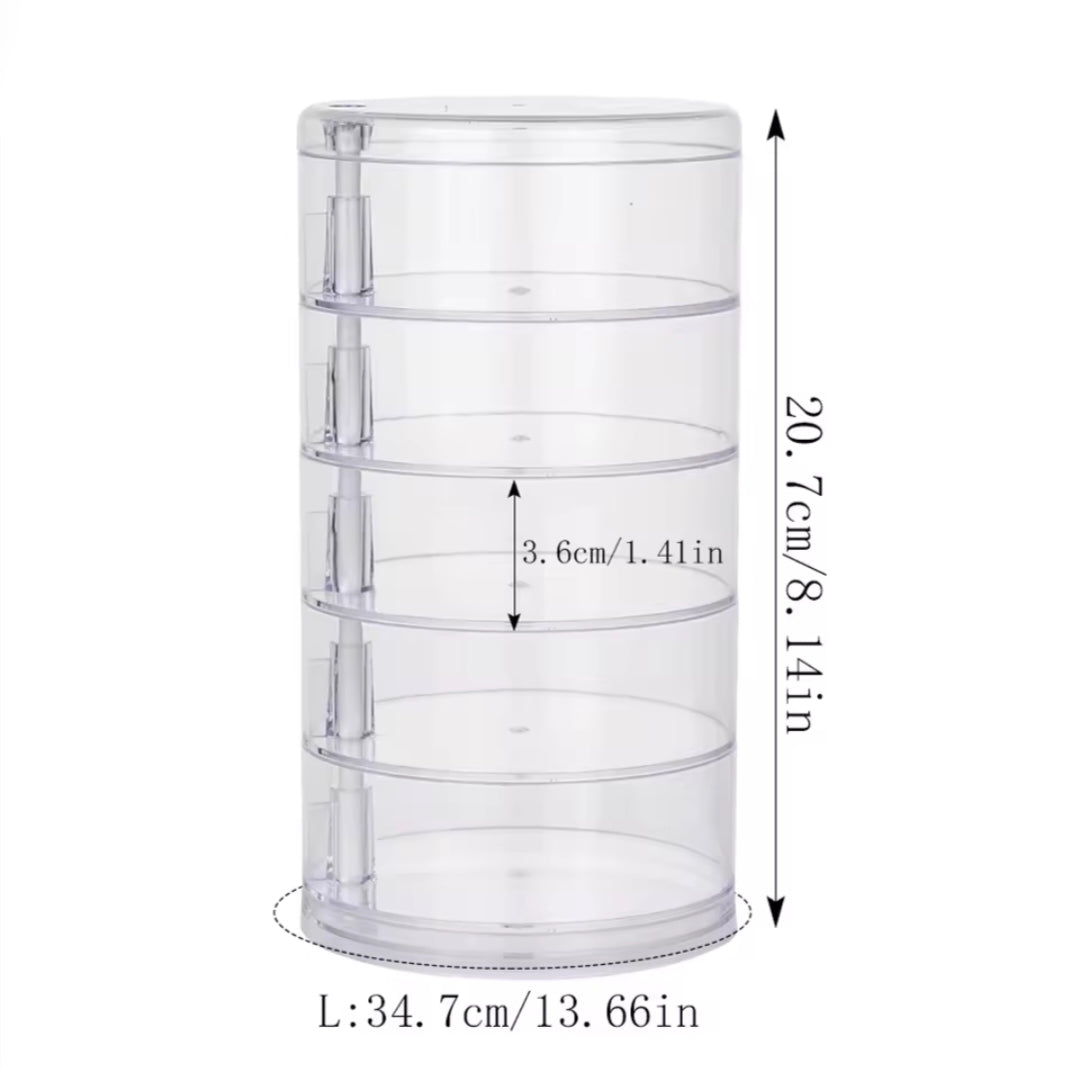 Rotating Jewelry Storage Box Makeup Storage Rack Bracelet Earring Round Plastic Organizer Boxes Holder Display Rack With Cover