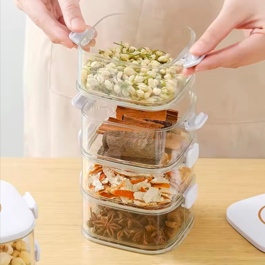 Stackable Airtight Spice Containers with Lid PET Material BPA-Free Storage Jar for Kitchen Removable Seasoning Boxes for Spices