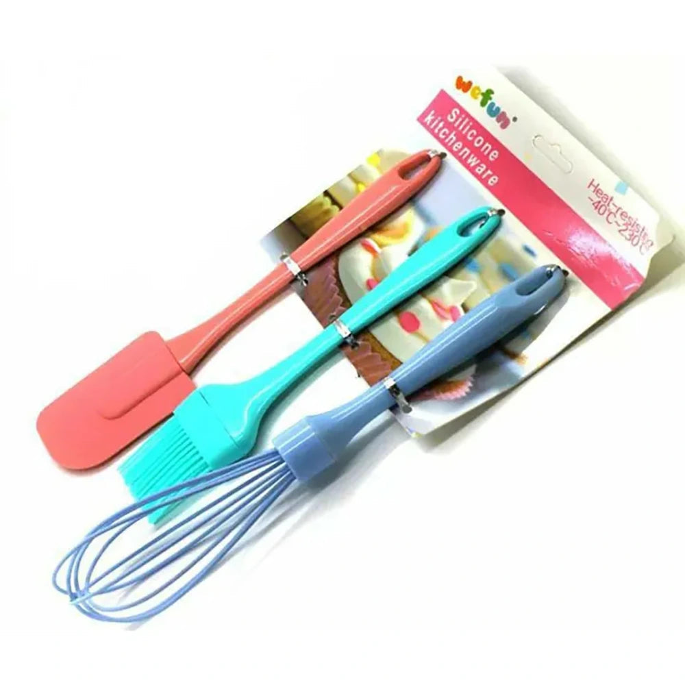 Baking Tools Silicone Spatula Egg Whisk Home Day Cream Scraper Silicone Pastry Brush Kitchen Accessories (3Pcs) Set