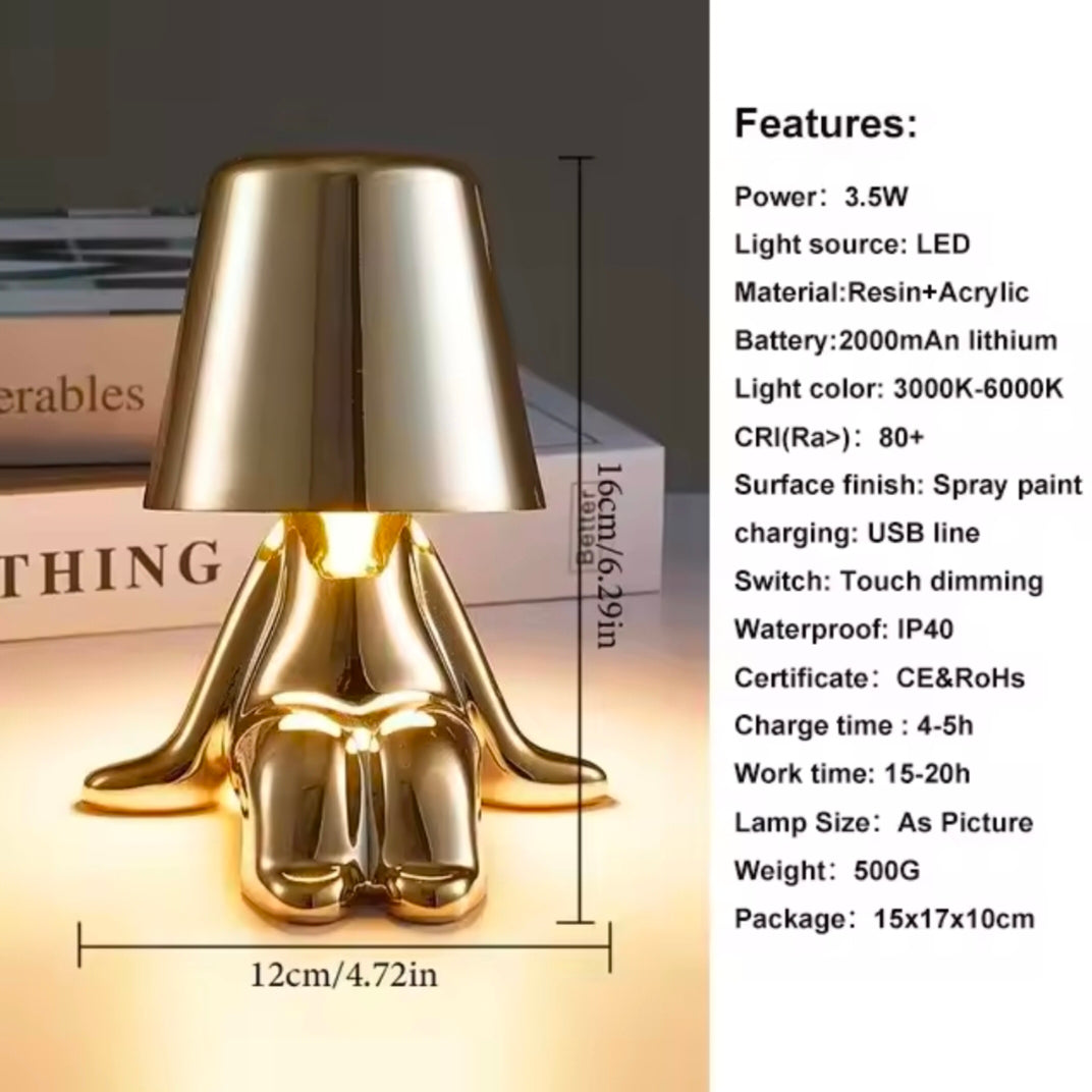 Little Golden Man Table Lamp Living Room Bedside Children's Room Art Decor Night Light Creative Coffee Shop Bar Desk Lamps
