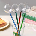 Borosilicate Glass Spoon With Long Handle Transparent Heat Resistance Sauce Soup Spoon With Spout Dessert Spoon Kitchen Bar party