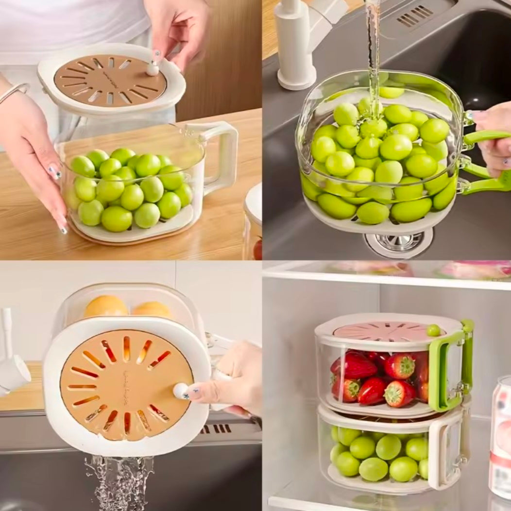 Fruit Basket Water-Draining Basket With Telescopic Water-Filtering Function-Thickened for Dehydrating and Washing Vegetables