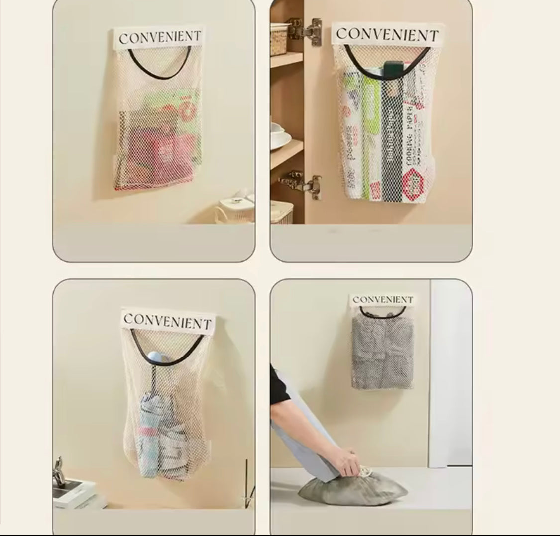 Hanging Mesh Trash Bag Holder – Reusable & Space-Saving
