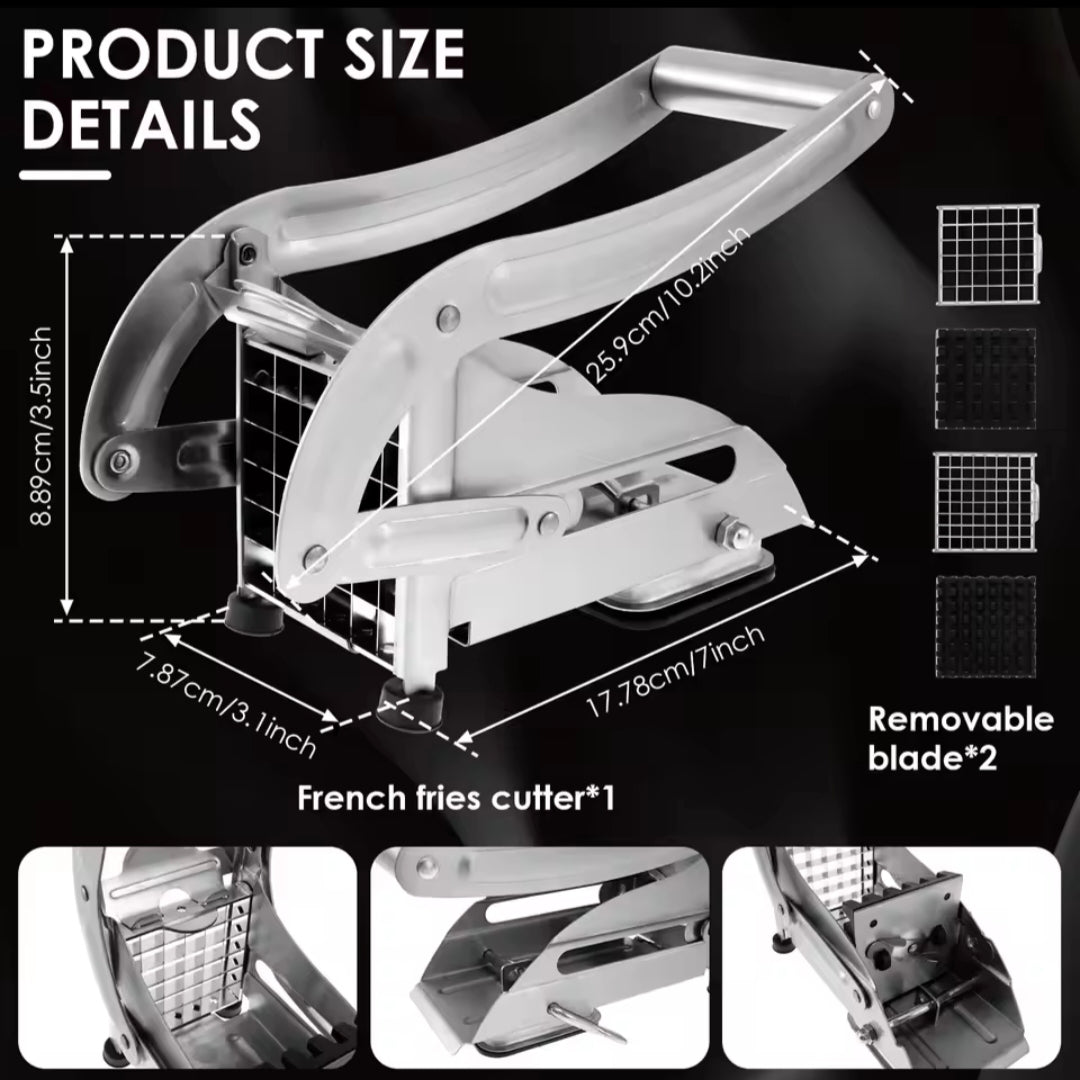 Multifunction Manual French Fries Steel vegetable Cutter Tool Fast Cutting With 2 Blades for Home Kitchen Restaurant