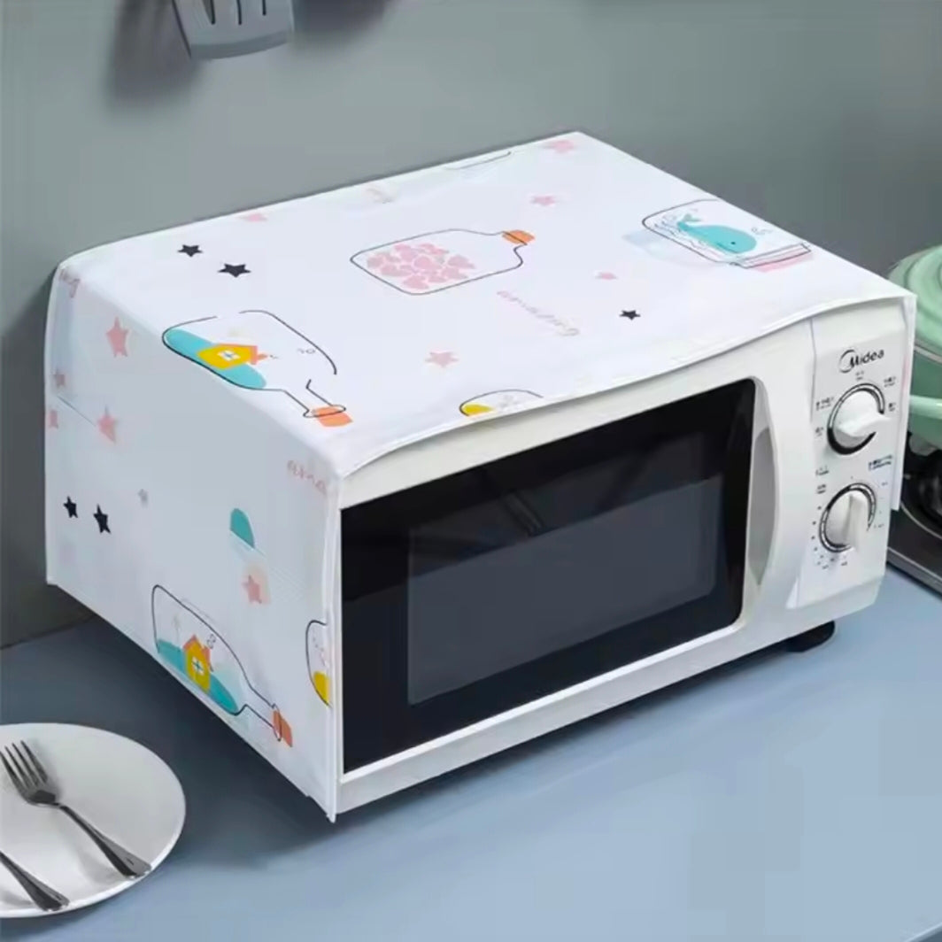 Microwave Oven Dust Cover With Storage Bag Oil- proof Natural Material Breathable Protection Kitchen Supplies Kitchen Accessories