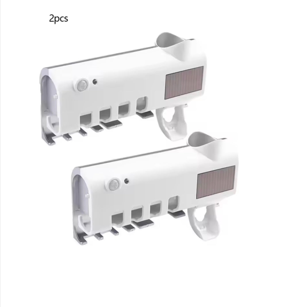 Toothbrush Holder Wall Mounted Solar UV Light Ultraviolet Toothbrush Sterilizer Automatic Toothpaste Holders Bathroom Accessory