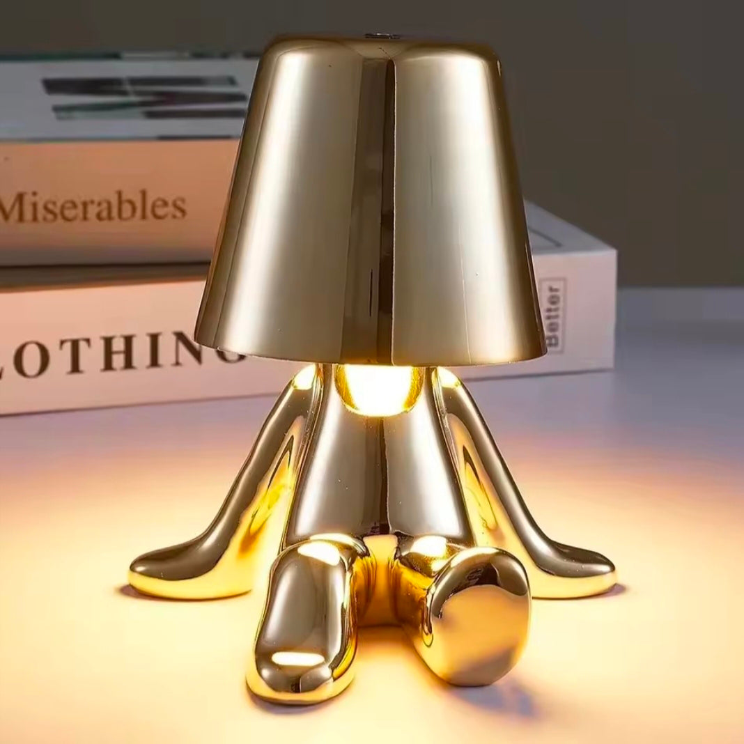 Little Golden Man Table Lamp Living Room Bedside Children's Room Art Decor Night Light Creative Coffee Shop Bar Desk Lamps