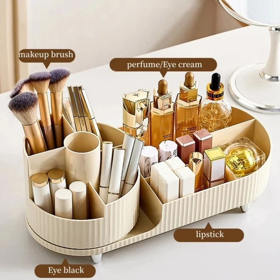 Rotating Makeup Organizer – Clear, Adjustable, Compact