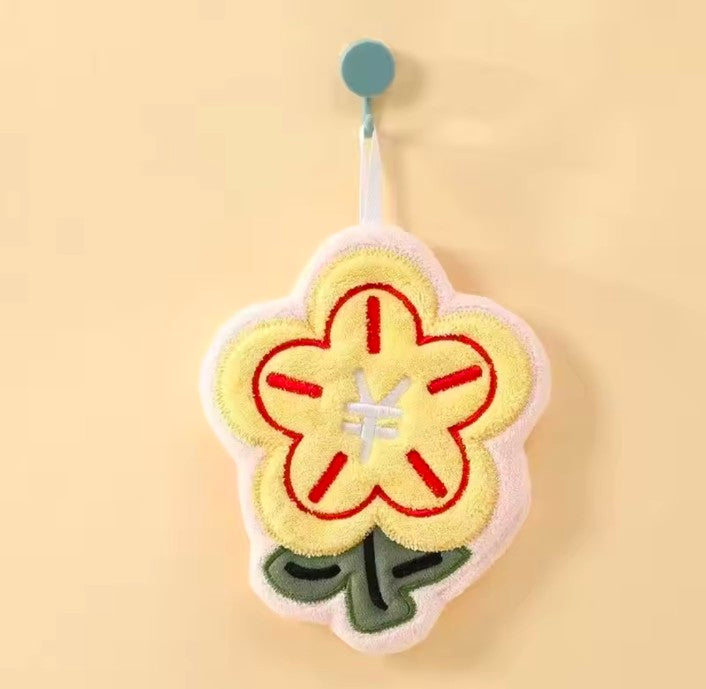 1PC Cute Cartoon Hanging Towel For Wiping Hands Absorbent Soft Towel With Hanging Loop For Bathroom Supplies