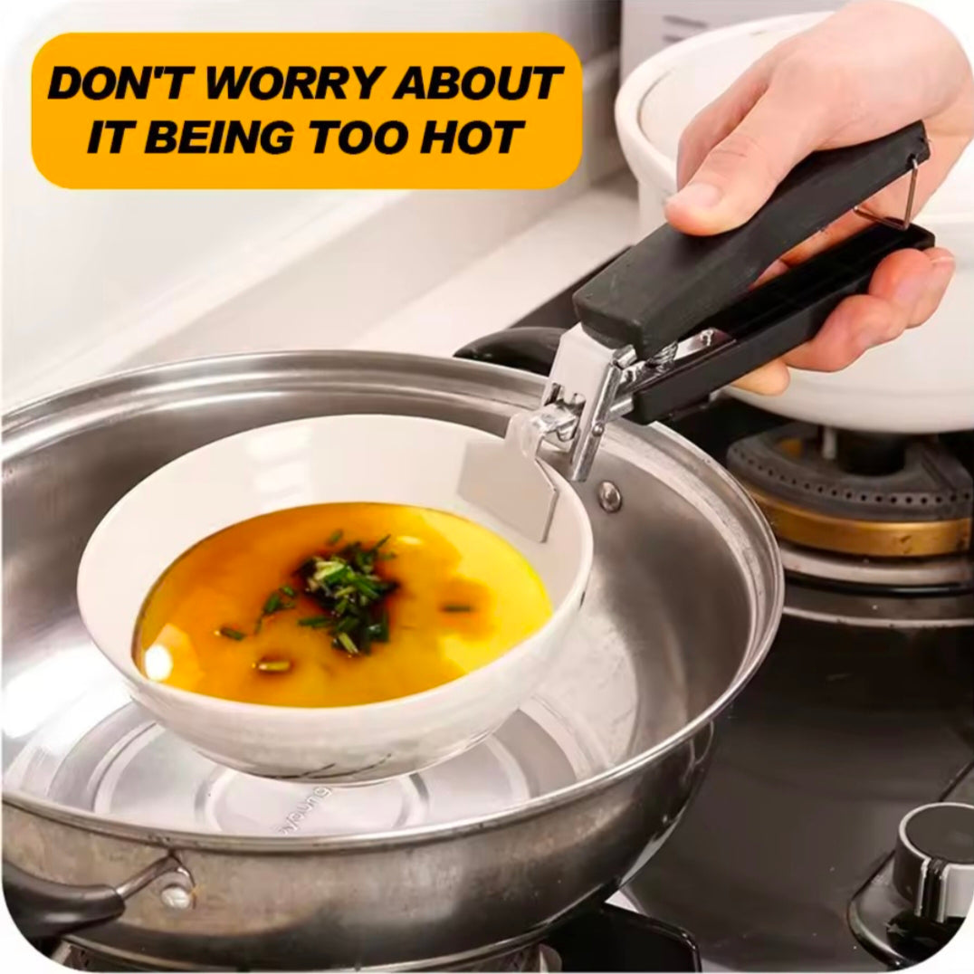 Hot Plate Gripper-Stainless Steel Anti-Scalding Bowl Clip With Silicone Handle for Moving Hot Plate, Pans, microwave Dishes