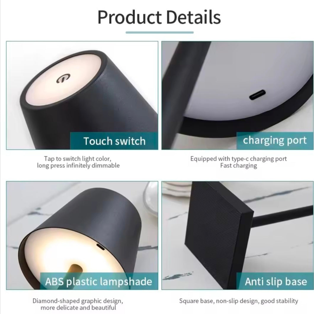 LED Desk Lamp Rechargeable Table Lamp 3 Levels Dimmable Bar Restaurant Ambiance Wireless Touch Lamps Waterproof Led Lights