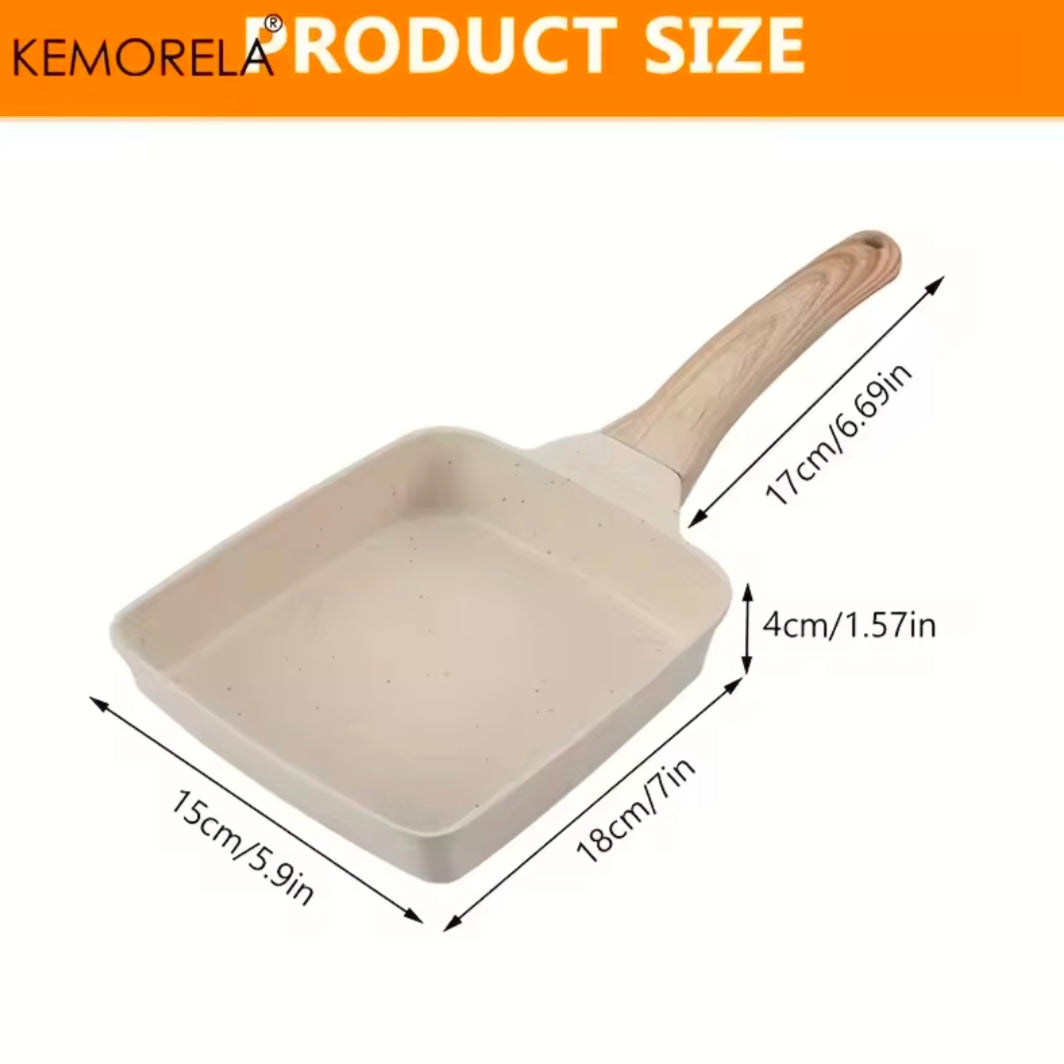 1PCS Non-Stick Square Omelet Pan with Handle Thickened Frying Pan for Egg Roll Steak Breakfast Cookware Small Kitchen Pan Maker