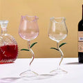 Rose-Shaped Red Wine Glasses Rose Shape Wine Glass With Colored Rose Leaves 150/400ml Rose Shaped Red Wine Goblet Cocktail Cup