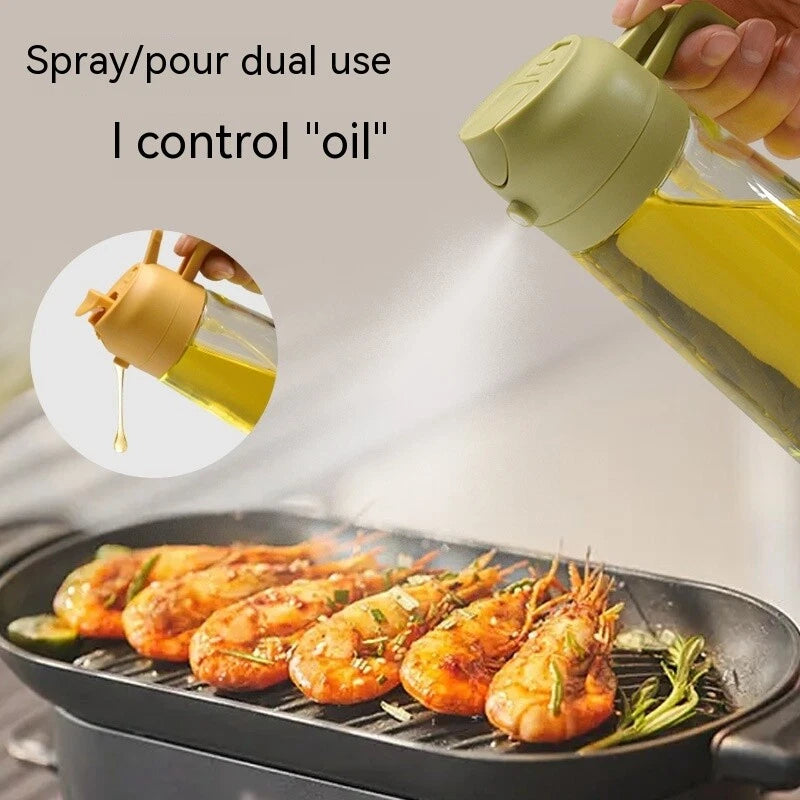Versatile Kitchen Oil Bottle Dispenser - Spraying and Pouring