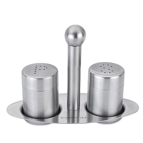 Elegant Salt & Pepper Shakers with Premium Steel & Stand